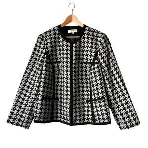 Jones Studio Women's Houndstooth Pattern lined Jacket Plus Size 16W